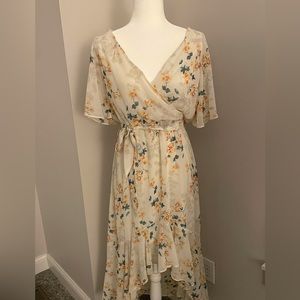 Altar'd State Dresses | Altard State Delphine Cream Floral High Low Ruffle Maxi